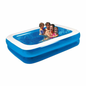 VANZO Inflatable Swimming Pool 106” 46” 24” PVC Thickening 3 Ring Rectangular Swimming Paddling Pool for Family Kids Adults 